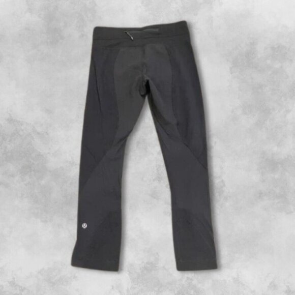 Lululemon Pace Rival Leggings Breathable Adjustable Fit High Rise Crop Black W 4 - Picture 2 of 4
